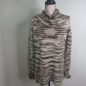Keren Hart Sweater L Brown Tan Loose Knit Soft